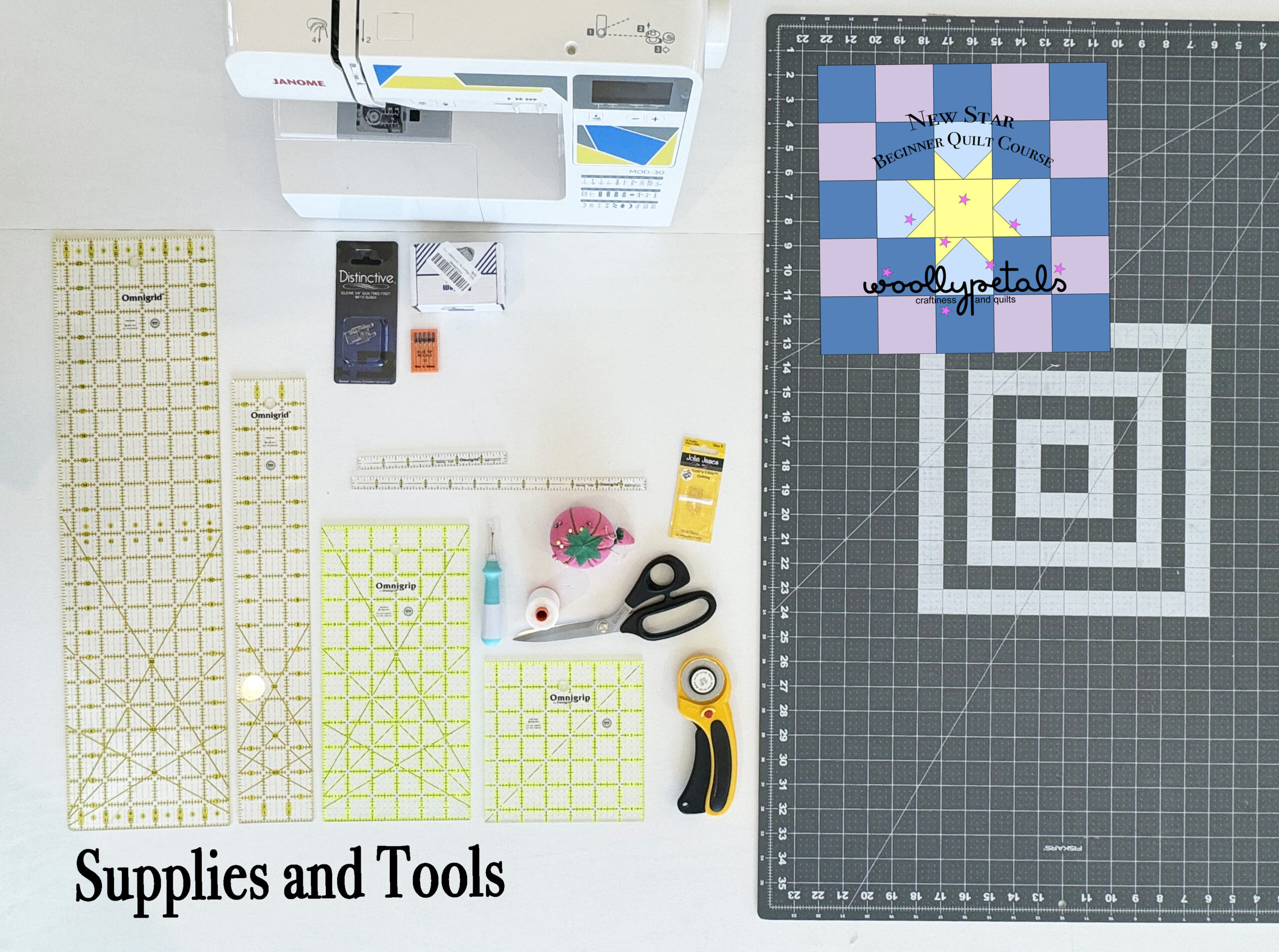 New Star Beginner Quilt Course Info about Supplies and tools