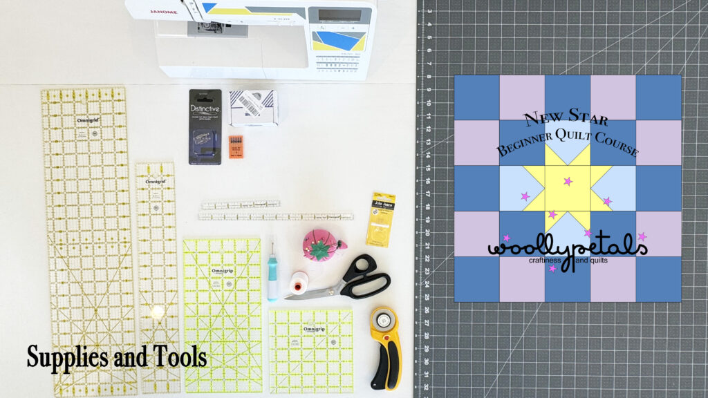 woollypetals New Star Beginner Quilt Course Supplies and Tools Info