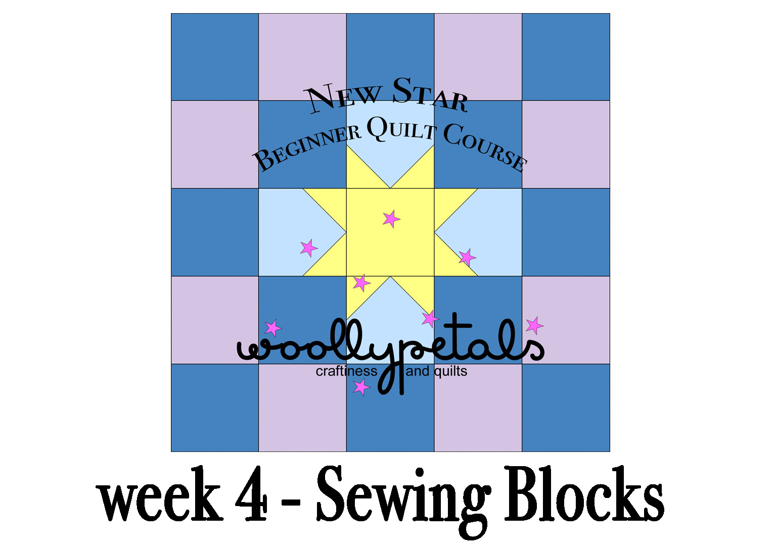 woollypetals New Star Beginner Course Week 4Sewing Blocks