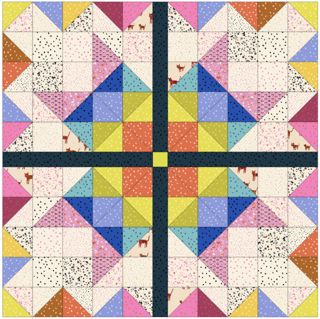 woollypetals Starfy Quilt Mock UP HST Border Option