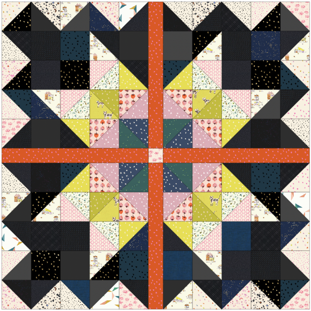 woollypetals Starfy Quilt Mock UP HST Border Option