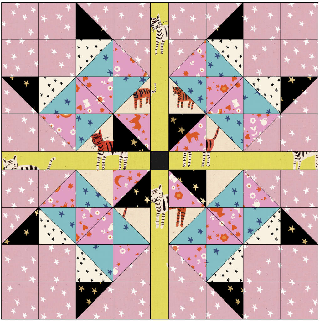 woollypetals Starfy mIni Quilt Pattern Scrappy Background Option 