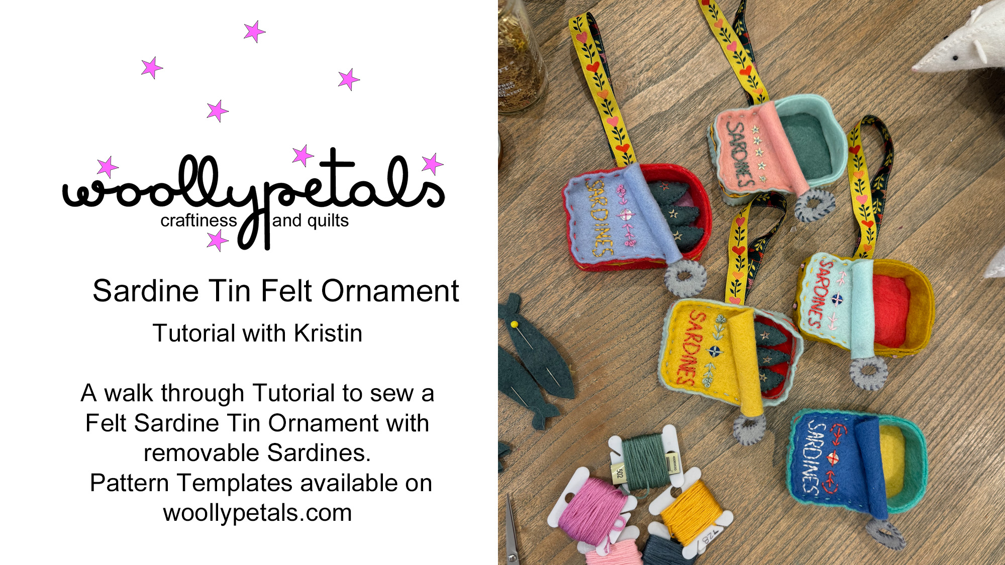 woollypetals felt Sardine Tin Ornament Tutorial Post